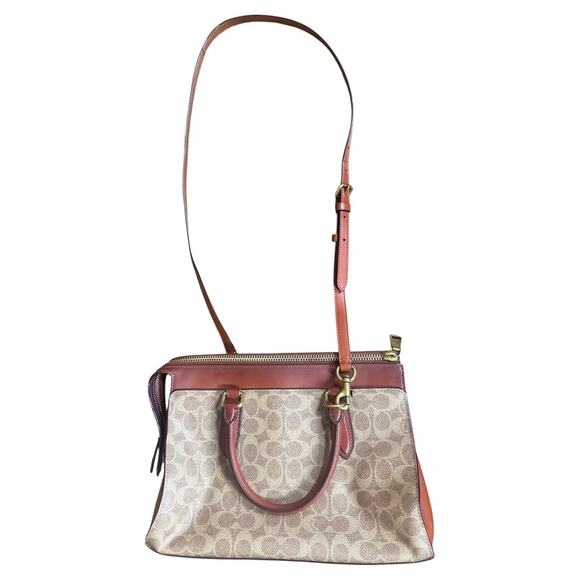 Coach Signature Logo Bond Bag Satchel Coated Canvas Brown Leather Purse 30949 - Picture 7 of 14